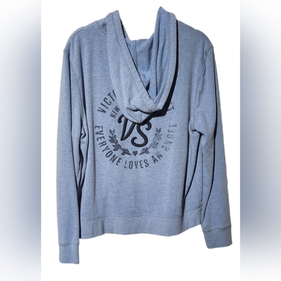 Victoria's Secret Embroidered Blue Zip Up Hoodie Size Large EUC - Picture 3 of 4